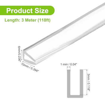 PATIKIL Rubber Seal Strip, 10Ft Flexible U Channel Edge Trim Protector Soundproof Door Seal Strips Fit 2-3mm Thick Edge, 1/4"(6mm) Width, 3/8"(10mm) Height, Transparent - size: 1/4"(6mm ) x 3/8"(10mm )