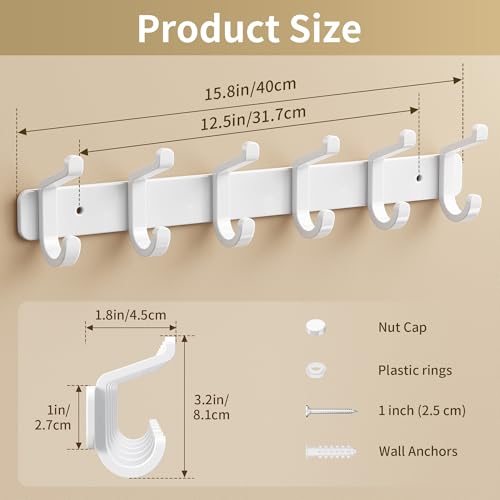 Coat Rack Wall Mount Heavy Duty, Wall Coat Hanger with Hooks, White 1 Pack - color: White, size: 1 Pack