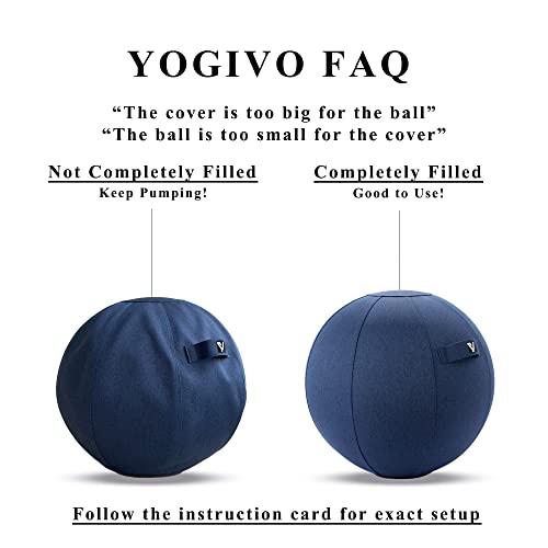 Sitting Ball Chair for Office and Home, Pilates Exercise Yoga Ball with Cover for Balance, Stability and Fitness, Ergonomic Posture Exercise Ball Seat with Handle and Pump - color: Dark Blue