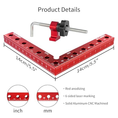 4-Pack 5.5" 90 Degree Corner Clamps for Woodworking | Aluminum Alloy Positioning Squares, Clamping Right Angle Clamps with storage case for Cabinets, Drawers, Shelves & Frames