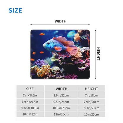 Mouse Pad with Stitched Edge Comfortable Mouse Mat with Non-Slip Rubber Base Gaming Mousepads Coral Reef Fish Aquarium Washable Mouse Pads for Computers Office Laptop 7 x 8.6 in