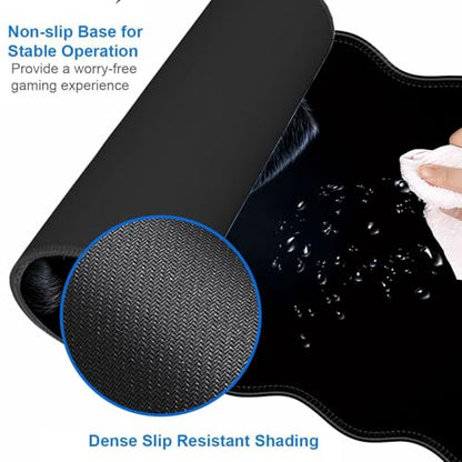 Large Gaming Mouse Pad, Keyboard Wrist Rest Pad & Wrist Support Mousepad Set, Stitched Edge, Extended, Non-Slip Base, Memory Foam Desk Mat for Office, Home,Cute Pug Dog - color: Cute Pug Dog