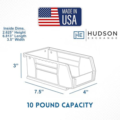 HE HUDSON EXCHANGE 7.5" x 4" x 3" Plastic Stackable Storage Bin, Green