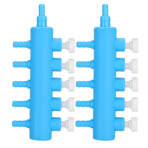 2PCS Air Distributor Plastic Fish Splitter Aquarium Air Control Lever Valve Distributor Control Air Pump Accessories with Valve - color: 5 Way