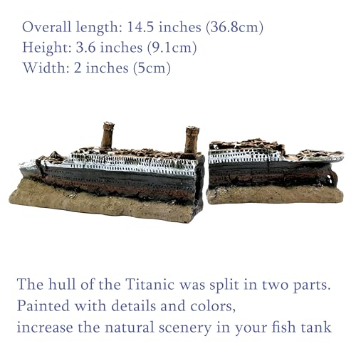 M2cbridge Antique Roman Column Ruins European Castle Aquarium Decorations Fish Tank Hideout Rocks(Titanic Shipwreck)