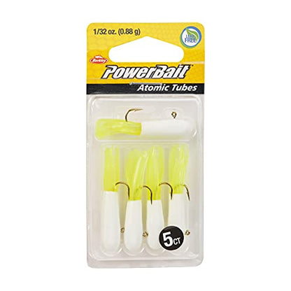Berkley PowerBait Pre-Rigged Atomic Tubes Fishing Soft Bait - color: White Chartreuse, size: 1/32 oz
