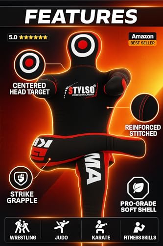 Un-Filled Grappling Dummy Wrestling Dummy Jiu Jitsu Dummy for BJJ MMA Judo Karate Practice Adult Kids - color: Black, size: 6ft / 72"