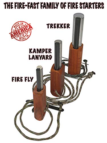 Fire-Fast Trekker. Best Emergency Waterproof Survival Fire Starter. Magnesium and Euro Fire Steel Ferro Rod. Compact Durable Tool for Bushcraft, Camping, Backpacking, Hiking, Hunting, or Bug Out Bag
