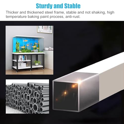 Black Mobile Fish Stand Cabinet with Wheels, 10-30 Gallon Aquarium Storage Rack, Modern 90x40x75cm Organizer for Home Fish Tanks & Supplies, Durable & Stylish Solution
