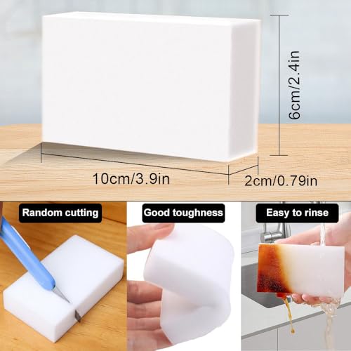 (50 Pack) Eraser Sponge SmilePowo Maigc Cleaning Sponge Eraser Melamine Sponges in Bulk Boat Eraser Multi Surface Scrubber Foam Cleaning Pads - Bathtub, Floor, Baseboard, Bathroom, Wall Cleaner