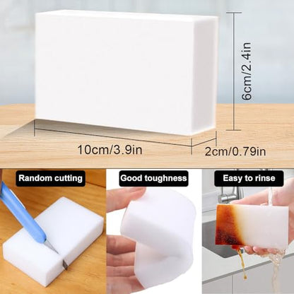 (50 Pack) Eraser Sponge SmilePowo Maigc Cleaning Sponge Eraser Melamine Sponges in Bulk Boat Eraser Multi Surface Scrubber Foam Cleaning Pads - Bathtub, Floor, Baseboard, Bathroom, Wall Cleaner
