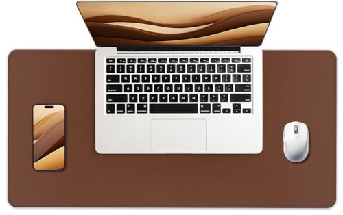 Desk Pad Protector, Leather & Suede Desk Mat, Non-Slip Desk Pad Mat, Large Mouse Pad, Waterproof Desk Blotter Mat, Desk Cover for Office, Home (Seal Brown, 23.6" x 13.7") - color: Seal Brown, size: 23.6" x 13.7"