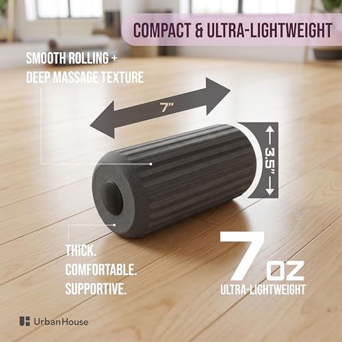 Travel Mini Foam Roller for Deep Tissue Massage - Ultralight Portable Back Roller size 3.5" x 3.5" x 7" for Back Pain Relief, Neck, Legs & Muscle Recovery - Compact Foam Roller for Gym, Office, Travel - size: Short (7")