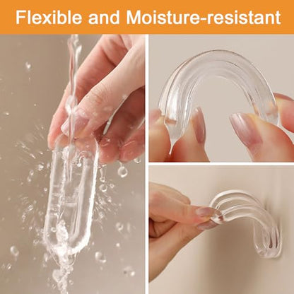 MOROBOR Clear PU Self-Adhesive Pulls, 4 Pcs Recessed Finger Pulls Oval Sliding Door Handles Clear Instant Handle for Glass Doors Window Drawer Cabinet - size: 3IN