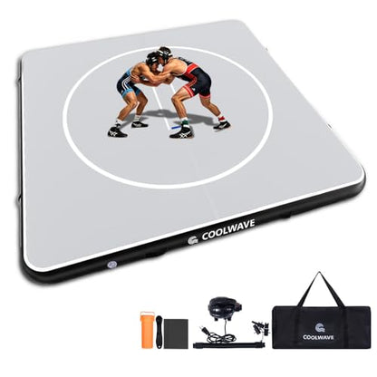 COOLWAVE Inflatable Wrestling Mat, Jiu Jitsu BJJ Mat for Home Training - color: Light Gray+Black, size: 13FT