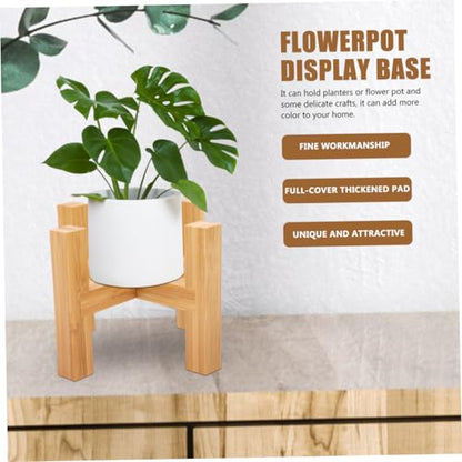 Wooden Four-Legged Flower Pot Holder Stand Decorative Plant Base with Anti-Slip Pads Retro Style Crafts Stand for Indoor Potted Plants and Mini Fish Tanks