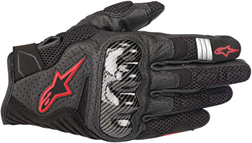 Alpinestars SMX 1 Air V2 Motorcycle Gloves Lightweight Ventilated Design Street Riding Comfort Enhanced Grip Protection - color: Black/Red Fluorescent, size: Small