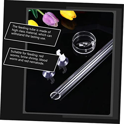 BESPORTBLE Transparent Acrylic Shrimp Feeding Tube with Feeding Basin for Brine Shrimp Blood Worms and Worms Convenient Aquarium Tool