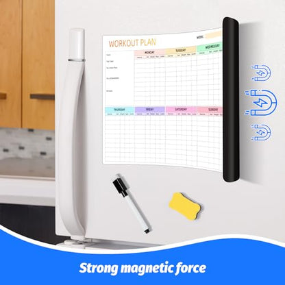 Workout Plan Dry Erase Magnetic Whiteboard for Refrigerator-Weekly Fitness Tracker Gym Exercise Tracker Schedules and Checklists - size: 17"W x 16.5"H