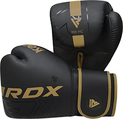 RDX Kids Boxing Pads and Gloves Set, Maya Hide Leather Kara Junior Hook and Jab Curved Focus Mitts Punching Gloves for MMA - color: GOLDEN