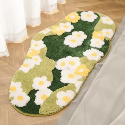 Moss Forest Bathroom Rug, Cute Cozy Green Plant Tufted Mat, Ultra Soft Microfiber, TPR Holder Backing, Absorbent Machine Washable, for Sink Bar, Shower and Bedroom, 19.7" x 31.5", Bellis - color: Bellis