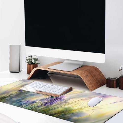 Dragonfly Large Gaming Desk Mat,Rubber Non-Slip Cute Watercolor-Inspired Mouse Pad,31.5x11.8x0.12in Extended Nature Mousepad,Game Lover Mice Pads Gifts,Office Home Deskmat Decor