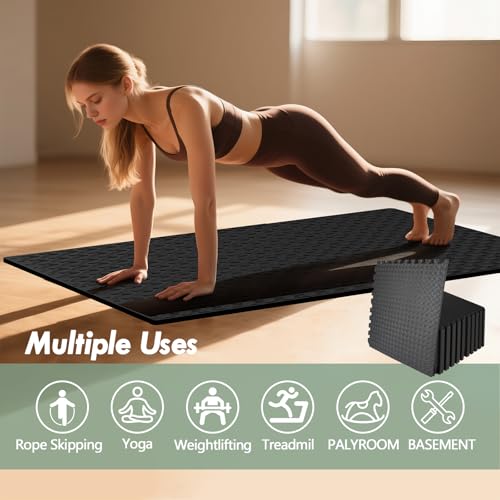 24 Sq Ft Interlocking Foam Floor Tiles, Exercise Mats for Home Gym - size: 24 Sq Ft (6 Tiles)