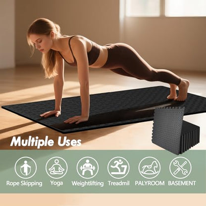 24 Sq Ft Interlocking Foam Floor Tiles, Exercise Mats for Home Gym - size: 24 Sq Ft (6 Tiles)