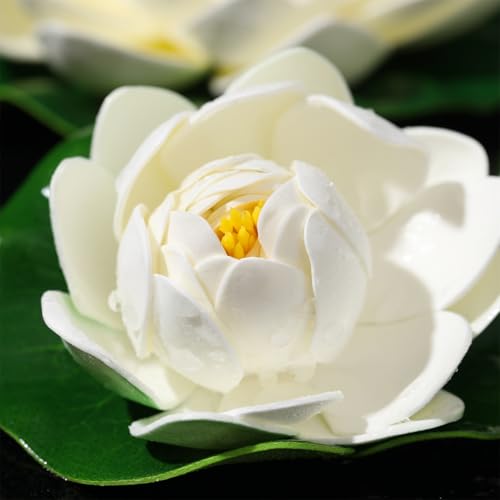 Healifty Artificial Floating Foam Lotus, Simulation Water Plants Ornament Lily Pad for Patio Pond Pool Aquarium Decor 6pcs