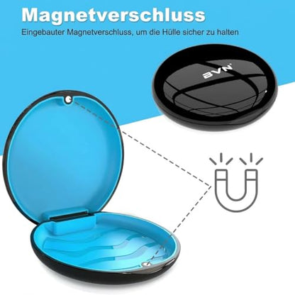 BVN Slim Retainer Case – Portable Dental Storage for Braces, Aligners & Mouth Guards | Sleek Black Protective Container for Dentures & Night Guards - size: Circular case without mirror