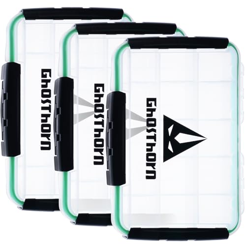 Ghosthorn Fishing Tackle Box, Waterproof 3600 and 3700 Tackle Trays, Plastic Tackle Box Organizer with Removable Dividers Storage Lure Box for Lures 3 Pack (3600 * 3) - style: 3600*3