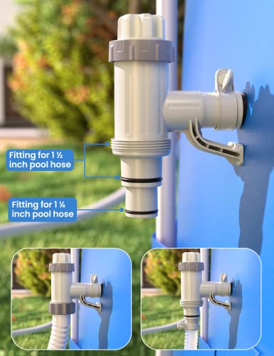 Above Ground Swimming Pool Hose Adapter with Plunger Valve and Pipe Holder - Replacement Parts for Pool Pump System (Round Top 2 PACK) - style: Round Top 2 PACK