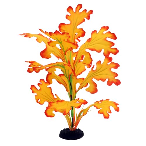 2-Pack 12 Inch Aquarium Silk Aquarium Plants, Artificial Plastic Plant for Small Tank, Goldfish, Fish Hides (Yellow, 12 Inch)