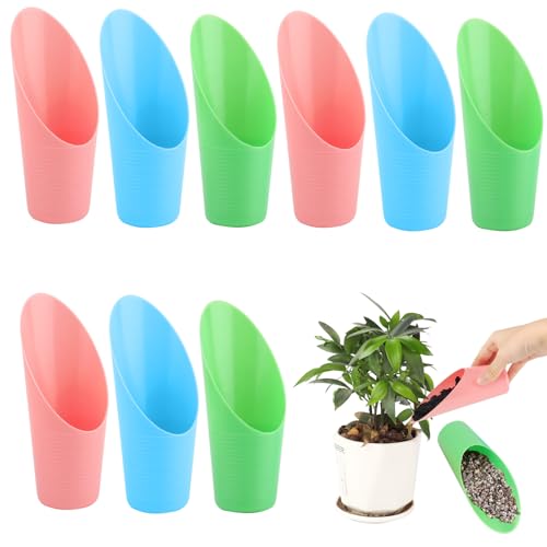 9 Pcs Bonsai Soil Scoops,3 Color Plastic Garden Soil Scoops,Small Potting Shovels for Succulent Indoor Plants Flower Planting Bonsai Cultivation,Colorful Sturdy Garden Tool