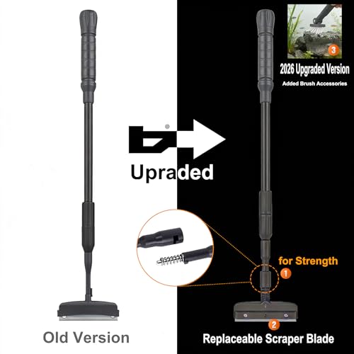 6IN1+1 (2026 New Upgrade Edition) Aquarium Cleaning Tools Long Handle Adjustable Length 20~36Inches Fish Tank Cleaner Kit Algae Scraper Scrubber Brushes Set - size: 20~36In