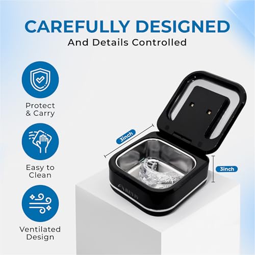 Reviv RePod Mouth Guard Ultrasonic Retainer Cleaner Case | Portable Ventilated Travel Denture Case | Ultrasonic Cleaner Storage for Nightguards, Dental Trays, Aligner And Retainer Cleaner Pod
