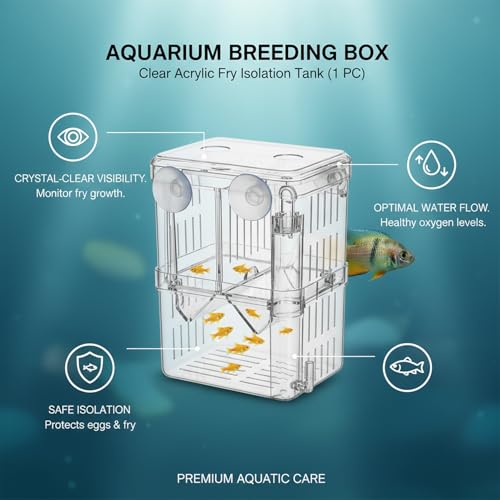 Aquarium Breeding Box for Fry Isolation and Egg Separation, Clear Acrylic and PP Plastic (1 PC)