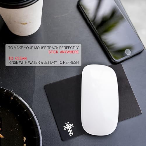 Mouse Pad Adhesive Bottom - Sticks to Any Surface - Portable - Webcam Covers and Screen Cleaner Included (Cross-Black) - color: CROSS - BLACK