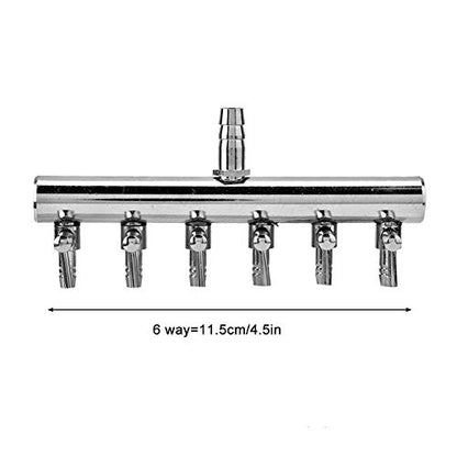 Joyzan Air Splitter Flow Control Valve, Aquarium Flow Gang Lever Pump Distributor 6 Way Stainless Steel Fish Tank Manifolds Multi Port T Shaped Line Metal Regulator Connector Airline Tubing Hose