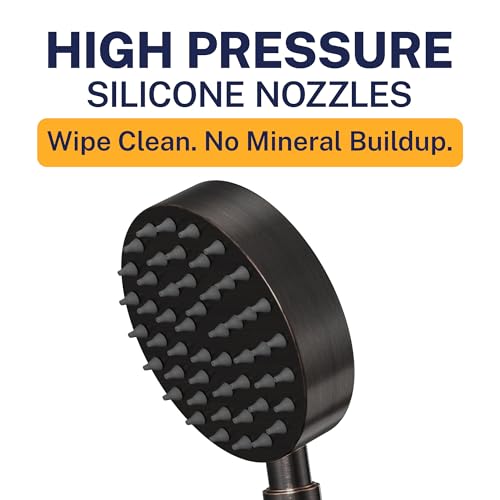 Solid Metal Hand Held Shower Head, Oil Rubbed Bronze | 4 Inch Spray Wand | Made from 304 Stainless Steel with Silicone Nozzles | Works With All Hoses, Slide Bars & Wall Mount Holders - color: Oil Rubbed Bronze, size: 2.5 GPM
