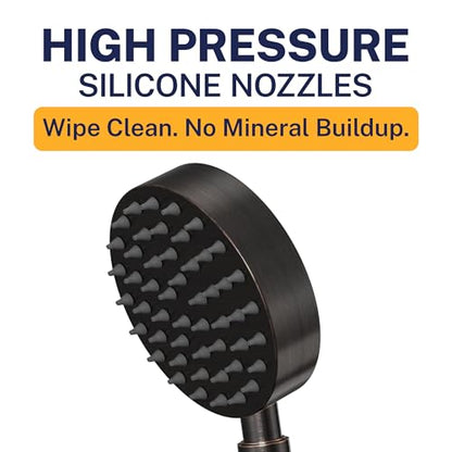 HammerHead Showers® Solid Metal Hand Held Shower Head - OIL RUBBED BRONZE - 1.75 Low Flow Shower Heads 4 Inch Spray Wand | Made from 304 Stainless Steel with Silicone Nozzles - color: Oil Rubbed Bronze, size: 1.75 GPM