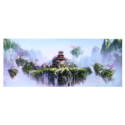 Zerodis Aquarium Background Poster, 3D PVC Adhesive Wallpaper Sticker, Sky Castle Fish Background Decoration for Aquarium (61 * 30cm)