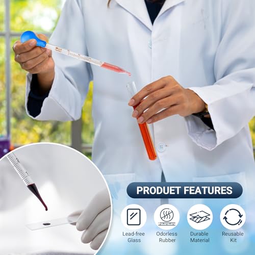 6 Pieces Glass Pipettes 10ml 5ml 3ml 2ml 1ml 0.5ml Glass Graduated Dropper Pipette for School, Students, Transfer for Liquid Essential Oil - style: 6 Pieces