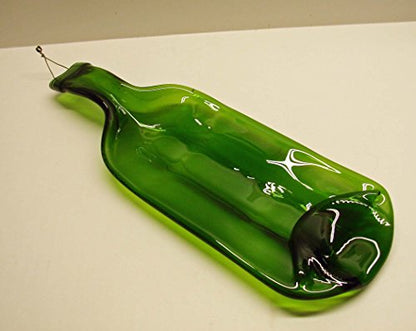 Moss Green Wine Bottle Stick Incense Burner Candle Holder or Serving Platter