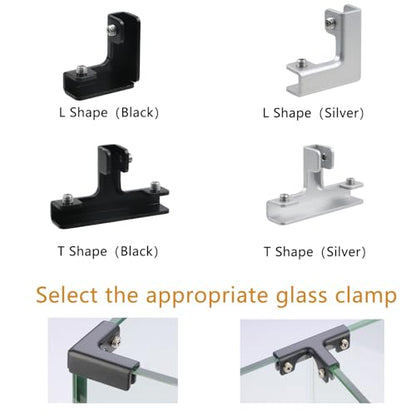 Geesatis 4Pcs L Shape Glass Fixing Clip Accessories,Aluminum Alloy,Reinforced Clip for Rimless Aquarium Shower Door Cube Glass Panel Fixing(Silver) - style: L Shape Glass Fixing Clip（Silver）