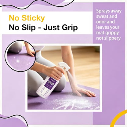 Yoga Mat Cleaner Spray - Powered By Essential Oil, Removes Sweat & Odor | Natural Plant Based | No Sticky Residue | Safe for All Mats(Yoga & Pilates)–Microfiber Towel Included (8.45oz, Lavender) - size: 8.45 Fl Oz (Pack of 1)