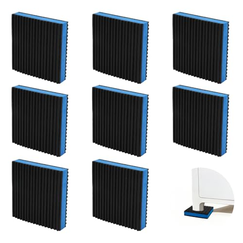 8 Pack Rubber Anti Vibration Pads, 4" x 4" x 0.8" EVA Sound Isolation Pads, Square Vibration Damping Mat Floor Protector for Washing Machine, Dryer, Treadmill and Home Appliances