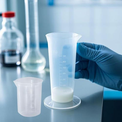 8Pcs 1.7 Oz Transparent Lab Measuring Cup 50ml Liquid Measuring Plastic Graduated Beaker Transparent for Lab Kitchen liquids (8pcs-50ml/1.7oz)