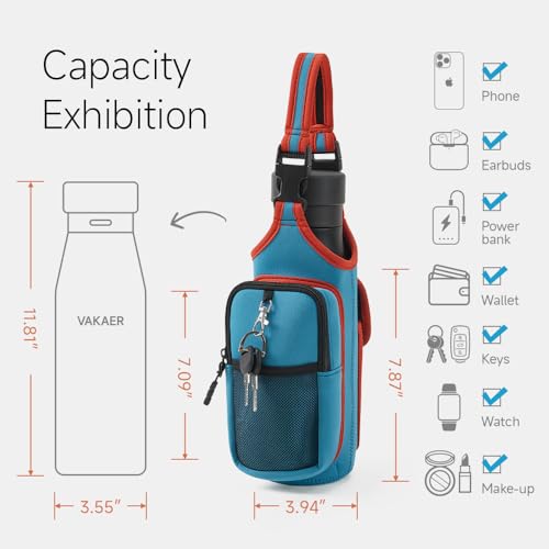 VAKAER Magnetic Gym Bag, Water Bottle Carrier Holder with Phone Pocket & Adjustable Strap,10 Ultra-Strong Magnets Stick to Fitness equipment, Workout Accessories Pouch for Women & Men, Blue - color: Blue