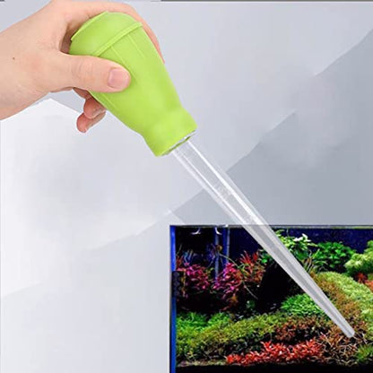 Fish Pipette Dropper Mini Manual Water Changer Aquarium Gravel Cleaner Waste Remover Changer Aquarium Dropper Pipette Feeder Water Transfer(Green)